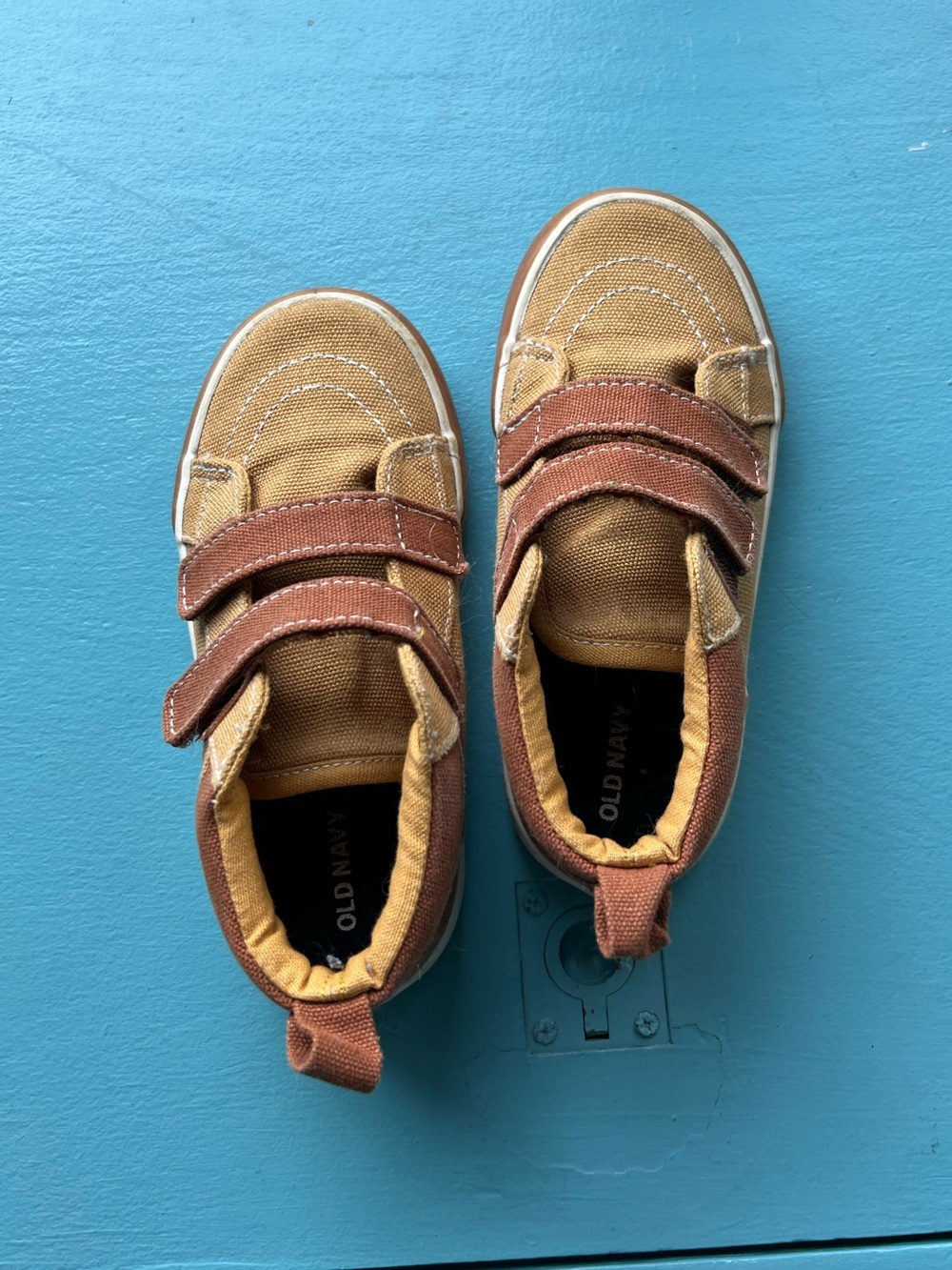 Old Navy Kids' Tan and Brown Canvas Double Strap Sneakers